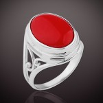 Ring with coral silver