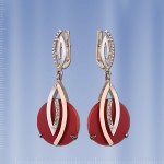 Earrings with coral. Silver Gold