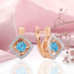 Gold earrings 585 Dancing Topaz zirconia