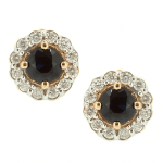 Golden earrings with sapphires and diamonds