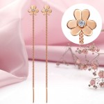 Red gold pull-through earrings "Flowers"