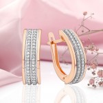 Boucles d'oreilles en or avec diamants, or russe 585