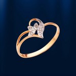 Златни прстен са дијамантима. Бицолор