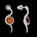 Silver earrings with amber "Reptilia"