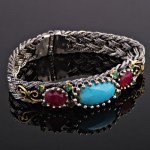 Bracelet with turquoise & rubies