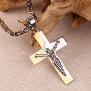 Herrenstahlkette mit Kreuz