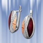 Russian Silver and Gold Earrings with Ulexite