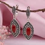 Silver earrings with agate & marcasite