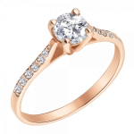 Rose gold engagement ring with diamonds