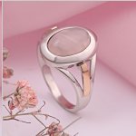 Bague en argent avec or et quartz rose
