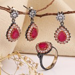 Silver 925 Ensemble avec Ruby et Zirconia