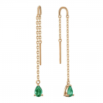 Golden earrings with emeralds