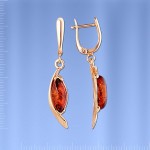 Серьги с янтарем Русское золото