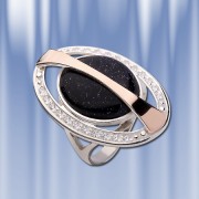 Ring „Saturn“ mit Onyx. Gold-Silber