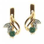 Gold earrings with emeralds and diamonds