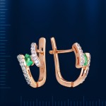 Gold earrings with diamonds and emeralds