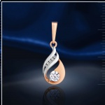 Hänge med Swarovski®-kristaller. Rött guld
