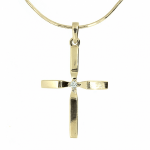 Gold pendant cross with diamond