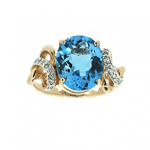 Gold ring with topaz and diamonds
