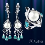 Gyűrű és fülbevaló orosz ezüst gyöngyökből