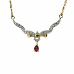 Golden necklace with ruby ​​and diamonds