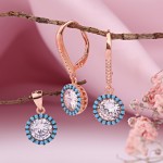 Gold-plated silver set with Swarovski®, zirconia and turquoise