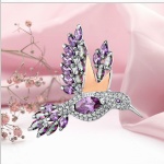 Broche en argent avec "Colibri" doré. Zircone