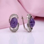 Earrings with Charoite silver