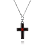 Srebrna ogrlica z obeskom v obliki križa iz jantarja