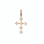 Pendentif croix dorée et diamants