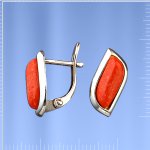 Русские серебряные серьги с кораллом.