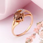 Rotgoldring 585 Rauchkiarz Zirconia