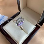 Silver ring with amethyst & zirconia