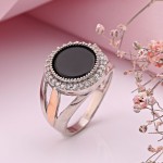 Buy a silver ring with gold zirconia onyx