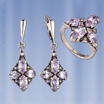 Silver set with amethyst