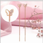 Gold earrings for pulling through red gold 585 Zirconia