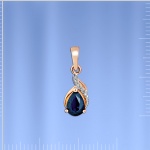 Pingente com diamantes e safiras. Bicolor