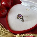 Позлатен сребърен пръстен с аметист