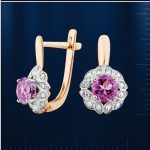 Серьги с бриллиантами и аметистом