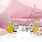 Silberne Ohrstecker „Bienen“. Emaille