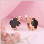 Goldohringe aus Rotgold 585 Onyx ⌀12 mm
