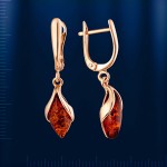 Серьги с янтарем Русское золото