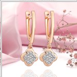 Серьги красное золото 585 цирконий