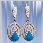Серьги с бирюзой. Серебряное золото