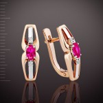 Earrings with diamonds, rubies and corundum. Gold 585°