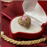 Guldpläterad silverring med Ulexite & zirconia