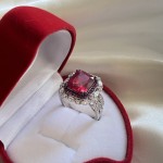 Srebrni prsten "Royal". Swarovski®, rodolit i cirkonij