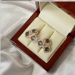 Orecchini in argento placcato oro con topazio London Blue e zirconi