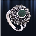 Bague russe en argent malachite