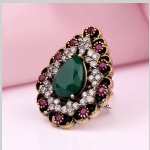 Sølvring med rubin, chrysoprase, zirconia